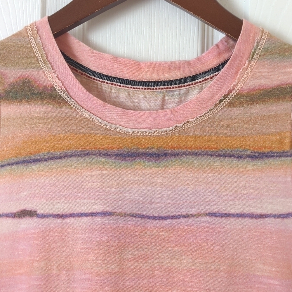 Pilcro Anthropologie Sunset Dyed Motif Twist Back Crewneck Tank Top Pink XS - Picture 2 of 9